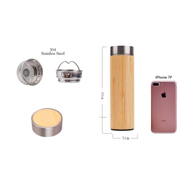 Double Wall stainless Steel Bamboo Vacuum Flask