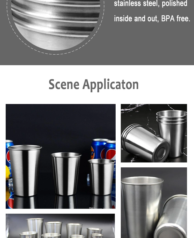 16 Oz Stainless Steel Pint Cups Water Tumblers Metal Cups