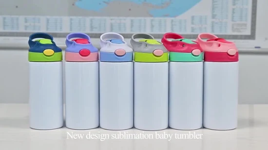 USA Warehouse Kostenloser Versand 12oz Edelstahl gerade weiße Kinder Sublimation Blanks Tumbler Wasserflasche