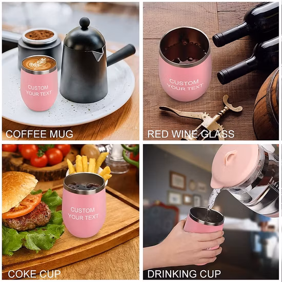 Doppelwandiger Reise-Weinbecher aus Edelstahl, personalisierbar, isoliert, 340 ml, individuelle Eierschalen-Tasse, Becher mit Textnachricht, Geschenk für Freunde
