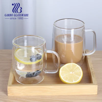 Online Shope Beliebte doppelwandige Pyrex-Glas-Teetasse, Latte-Kaffee-Glastasse mit Griff, 250 ml, lebensmittelecht, klare Tee-/Wassertasse