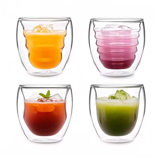 Transparente doppelwandige Latte-Glastasse, Kaffeetasse für Tee, Wein, Wasser, Trinken, Borosilikatglas-Tasse, Glaswaren für Kühler, frostiges gefrorenes Eis, Bierglas, Teetasse