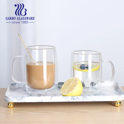 Hitzebeständige doppelwandige Glasbecher-Kaffeetasse aus Borosilikatglas