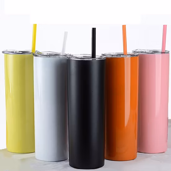 15oz/20oz Straight Body Skinny Tumbler mit Strohhalm